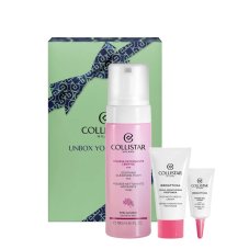 Collistar Unbox Your Beauty upokojujúca čistiaca pena na tvár 180ml + hĺbkovo hydratačný krém 25ml + hydrogél pod oči 5ml