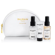 Balmain, sada kosmetických tašek Silk Perfume 50ml + Argan Moisturizing Elixir 20ml + Texturizing Salt Spray 50ml + kosmetická taška