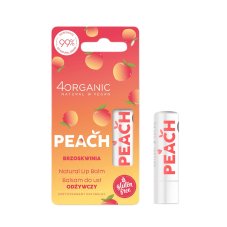 4organic Natural Nourishing Lip Balm Přírodní vyživující balzám na rty Peach 5g