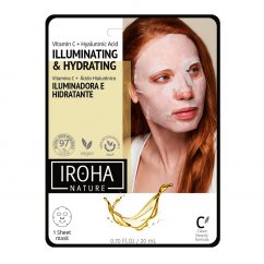 IROHA nature, Illuminating & Hydrating Tissue Face Mask rozświetlająco-nawilżająca maska w płachcie z witaminą C i kwasem hialuronowym 20ml