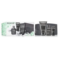 Clinique Razor-ready Routine sada krém na holení 125 ml + balzám po holení 75 ml + peeling na obličej 30 ml + kosmetická taštička