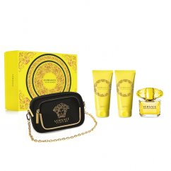 Versace, Yellow Diamond zestaw woda toaletowa spray 90ml + balsam do ciała 100ml + żel pod prysznic 100ml + torebka