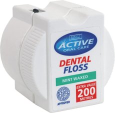 Active Oral Care, Zubní nit voskovaná Máta 200 metrů