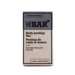 Love Bar, telový peeling Bar telový peeling v kocke Aktívne uhlie a vápno 2x30g