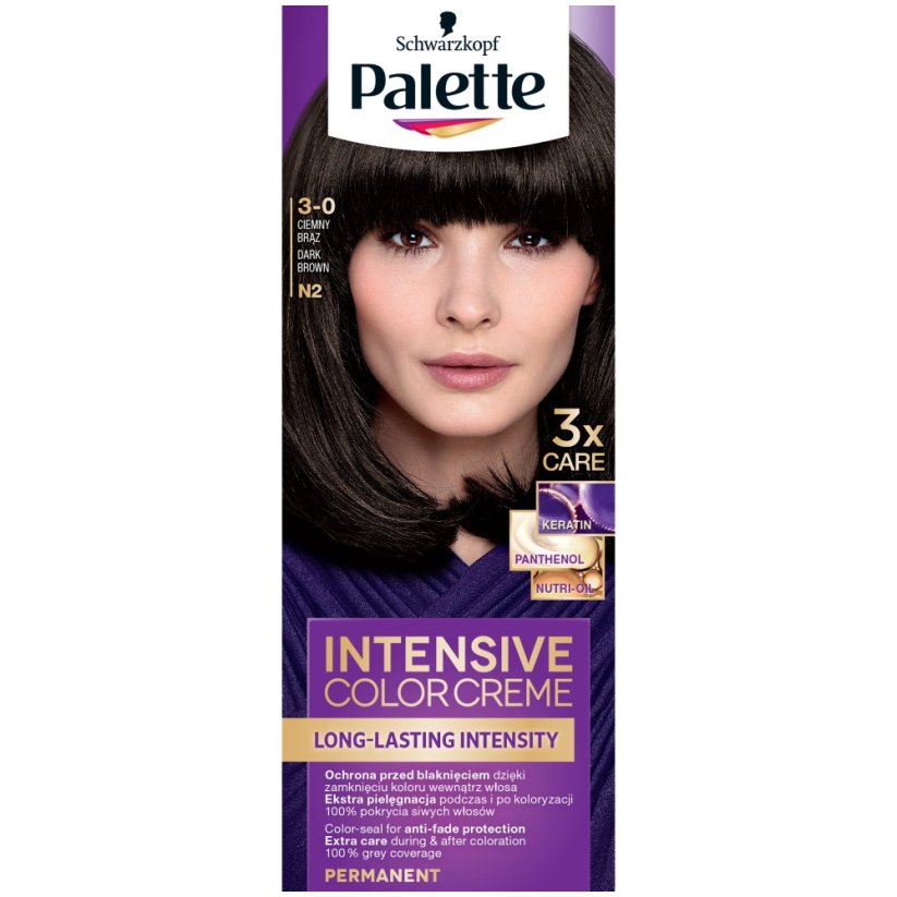 Palette,  intenzívna farba na vlasy 3-0 (N2) tmavohnedá