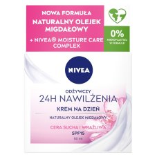 Nivea, 24H Hydration Výživný denný krém pre suchú a citlivú pleť SPF15 50ml