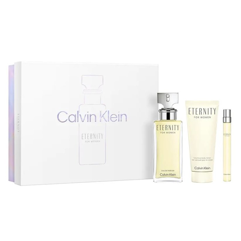 Calvin Klein, Eternity For Women sada parfémová voda ve spreji 100 ml + tělové mléko 100 ml + parfémová voda 10 ml