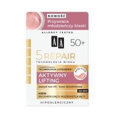 AA, Age Technology 5Repair 50+ Active Lifting nočný regeneračný a rozjasňujúci krém 50ml