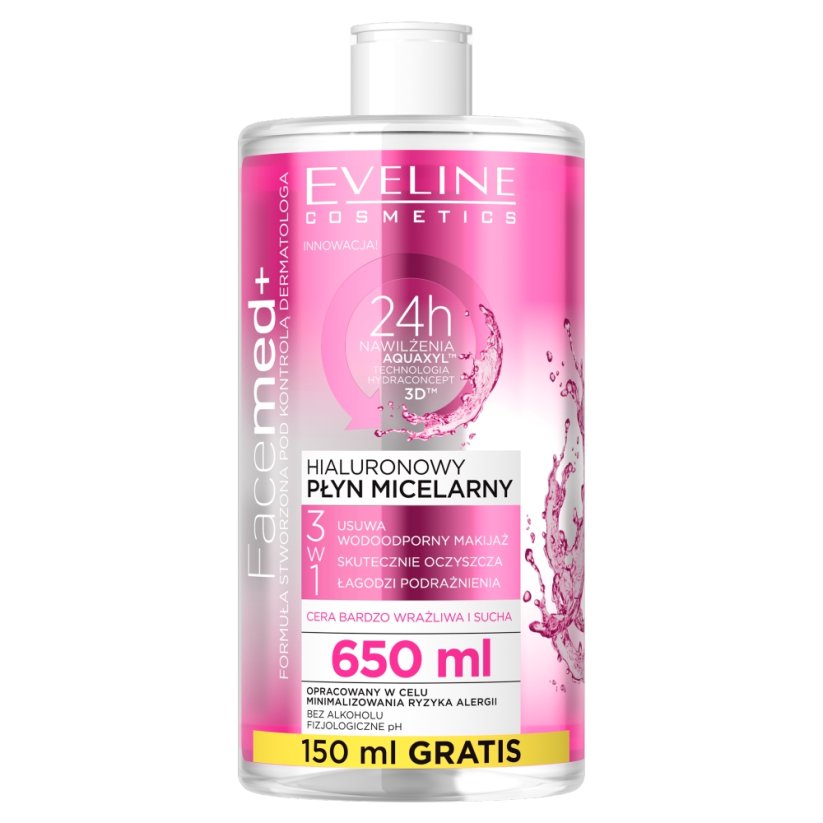 Eveline Cosmetics, Facemed+ hyalurónová micelárna tekutina 3v1 650ml