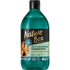 Nature Box, For Men Walnut Oil 3in1 oczyszczający szampon z formułą 3w1 do włosów twarzy i ciała 385ml