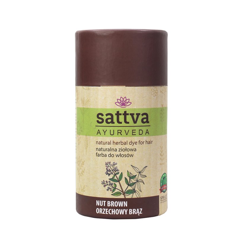 Sattva, Natural Herbal Dye for Hair naturalna ziołowa farba do włosów Nut Brown 150g