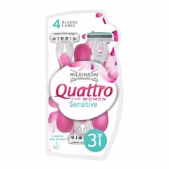 Wilkinson, Quattro For Women Sensitive jednorazowe maszynki do golenia dla kobiet 3szt