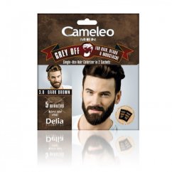 Cameleo, Pánská barva na vlasy a vousy Grey Off v sáčku 3.0 Tmavě hnědá 2x15ml