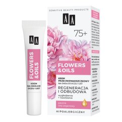 AA, Flowers&Oils 75+ Odbudowa krem przeciwzmarszczkowy na okolice oczu i ust 15ml