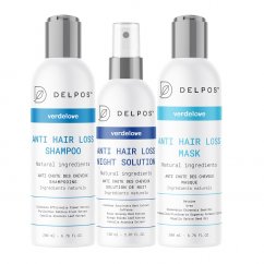 Delpos, Zestaw szampon przeciw wypadaniu włosów 200ml + maska wzmacniająca 200ml + płyn do skóry głowy 150ml