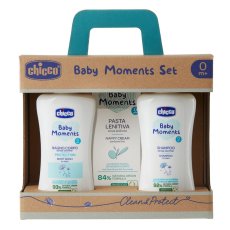 Chicco, Baby Moments zestaw płyn do kąpieli 200ml + szampon 200ml + krem na odparzenia 100ml