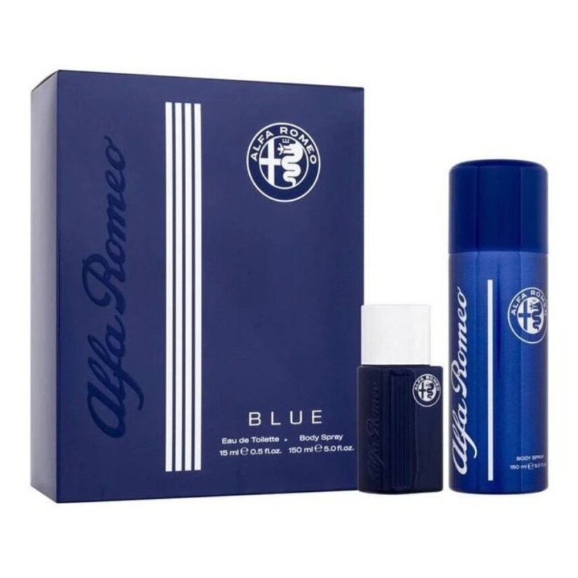 Alfa Romeo Blue Set: toaletní voda ve spreji 15 ml + parfémovaný tělový sprej 150 ml Alfa Romeo Blue Set: toaletní voda ve spreji 15 ml + parfémovaný tělový sprej 150 ml
