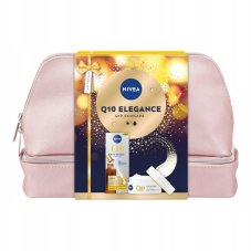 Nivea Zestawy kosmetyków dla kobiet Q10 Elegance set dvojité aktivní pleťové sérum 30ml + zpevňující denní krém SPF15 50ml + kosmetická taška