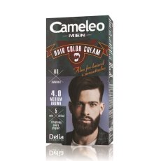 Cameleo, Pánska farba na vlasy Krémová farba na fúzy a bradu 4.0 Stredne hnedá 30ml