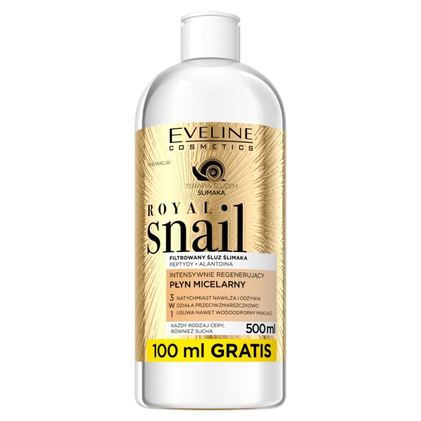 Eveline Cosmetics, Royal Snail intensywnie regenerujący płyn micelarny 3w1 500ml