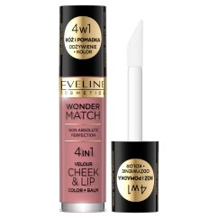 Eveline Cosmetics, Wonder Match Velour Cheek&Lip róż i pomadka w płynie 02 4.5ml