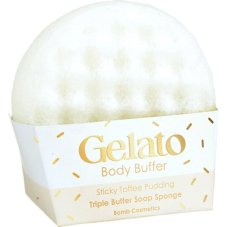 Bomb Cosmetics Body Buffer Soap Sponge Gelato Body Buffer Sponge Sticky Toffee Pudding 200g