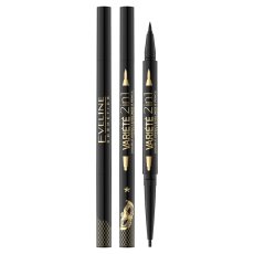 Eveline Cosmetics, ceruzka na oči a očné linky 2 v 1 Ultra Black