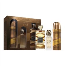 Lattafa Oud Mood Elixir sada parfumovaná voda v spreji 100ml + vlasová hmla 50ml + dezodorant v spreji 200ml