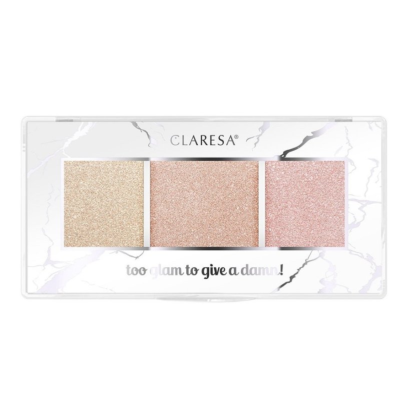 Claresa, Too Glam To Give A Damn paleta rozświetlaczy 12 Golden Glow 12.5g