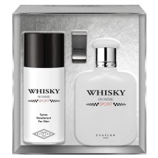 Evaflor, Whisky Homme Sport sada toaletní voda ve spreji 100 ml + deodorant ve spreji 150 ml + klip na psaníčko