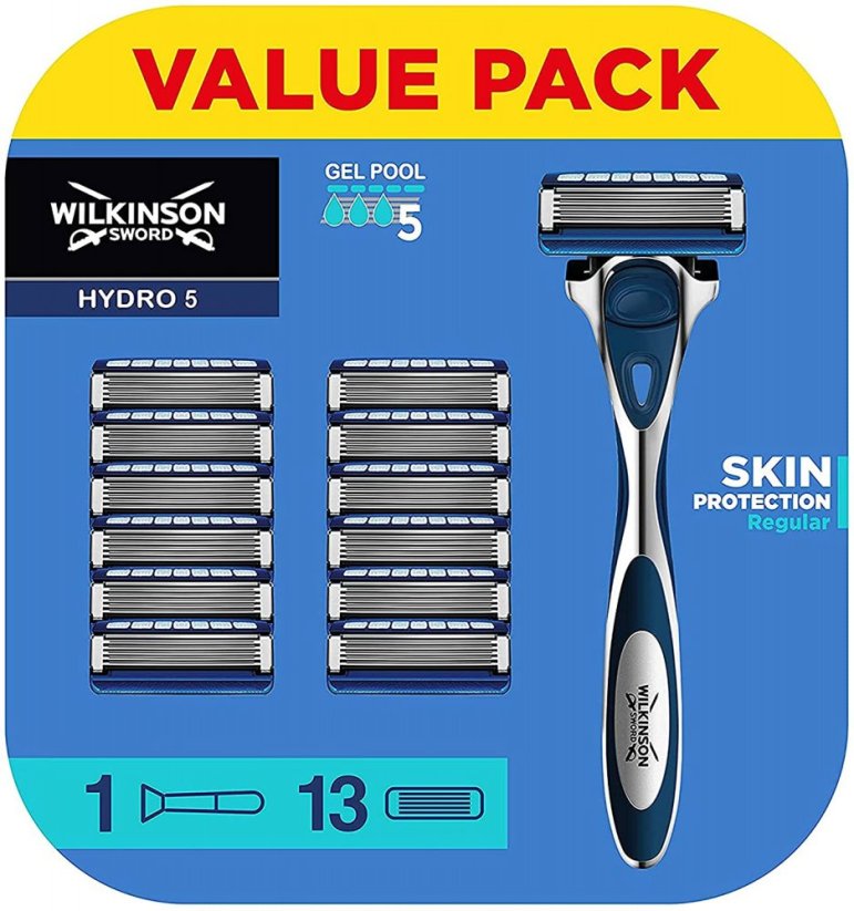 Wilkinson, Hydro 5 Skin Protection Regular holiaci strojček s vymeniteľnými čepieľkami pre mužov 1ks + 13ks náplní