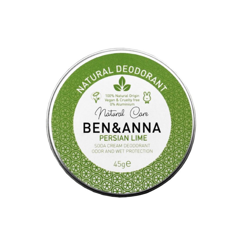 Ben&amp;Anna, Prírodný dezodorant prírodný krémový dezodorant v hliníkovej plechovke Persian Lime 45g