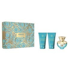 Versace Dylan Turquoise Pour Femme sada toaletní voda ve spreji 50ml + tělový gel 50ml + sprchový gel 50ml