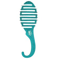 Mokrý kartáč, sprchový kartáč Detangler pro rozčesávání vlasů ve sprše Teal Glitter