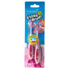 Brush-Baby FlossBrush 3-6 lat FlossBrush měkký zubní kartáček pro děti ve věku 3–6 let, 2 ks