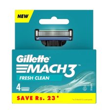 Gillette Mach3 Fresh Clean náhradní žiletky 4ks.
