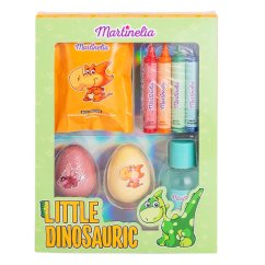 Martinelia, Zábavná sada do kúpeľa Malý dinosaurus Kúpeľové gule 2x70g + sprchový gél 100ml + pastelky do kúpeľa 4ks + soľ do kúpeľa 75g