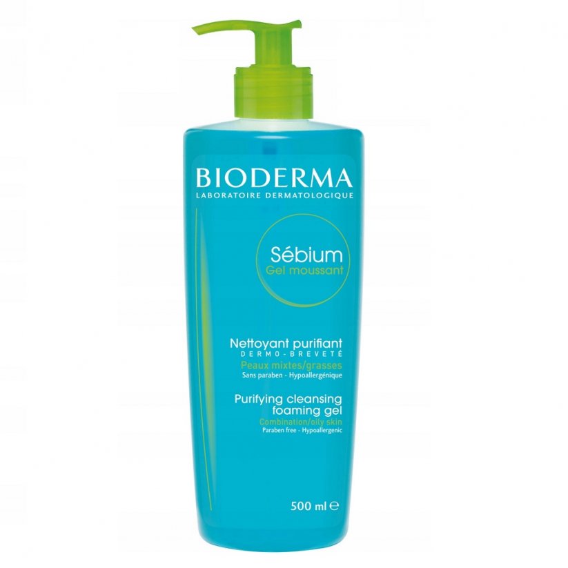 Bioderma, Sebium Gel Moussant antibakteriálne umývanie tváre pre mastnú a zmiešanú pleť 500ml