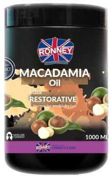 Ronney, Macadamia Oil Professional Mask Obnovujúca posilňujúca maska na suché a oslabené vlasy 1000ml