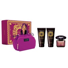 Versace, Crystal Noir zestaw woda toaletowa spray 90ml + balsam do ciała 100ml + żel pod prysznic 100ml + torba kosmetyczna