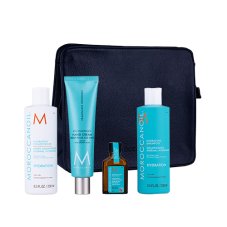 Moroccanoil, sada Luminous Wonders Hydration šampon 250ml + kondicionér na vlasy 250ml + vlasová kúra 25ml + krém na ruce 100ml + kosmetická taštička