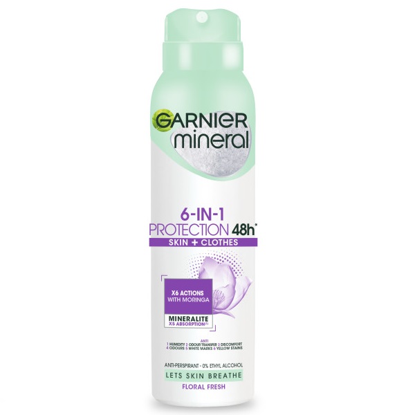 Garnier, Mineral 6-in-1 Protection Floral Fresh antiperspirant ve spreji 150ml