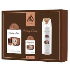 Lattafa Vintage Radio sada parfémovaná voda ve spreji 100ml + parfémovaná voda ve spreji 20ml + deodorant ve spreji 200ml