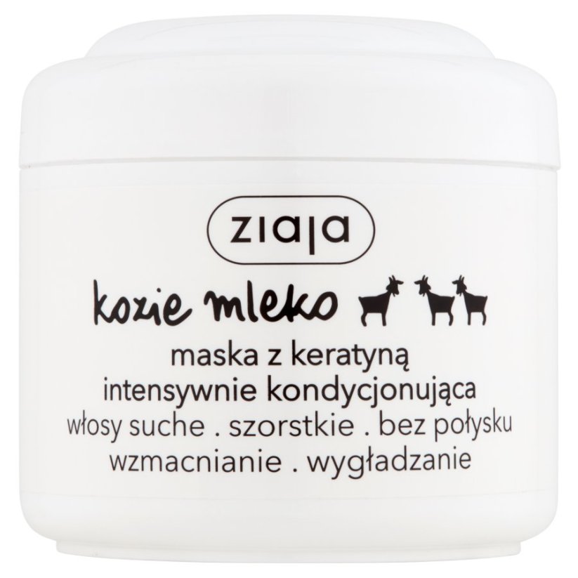 Ziaja, intenzívna ošetrujúca maska z kozieho mlieka s keratínom pre drsné vlasy bez lesku 200ml