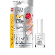 Eveline Cosmetics Nail Therapy Professional 8in1 Total Action Silver Shine koncentrovaný kondicionér na nehty se stříbrnými částicemi 12ml