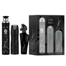 Lattafa Maahir Black Edition sada parfémová voda v spreji 100ml + dezodorant v spreji 200ml + osviežovač vzduchu 300ml