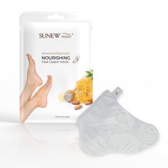 SunewMed+, Výživná krémová maska na nohy Hydratačná maska na nohy vo forme ponožky Mandle a materská kašička