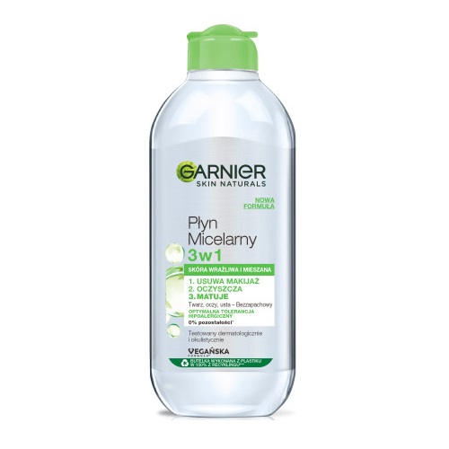 Garnier, Skin Naturals micelárna voda 3v1 pre normálnu a zmiešanú pleť 400 ml