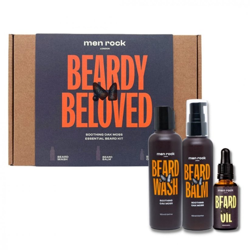 MenRock, Beardy Beloved Soothing Oak Moss zestaw szampon do brody 100ml + balsam do brody 100ml + olejek do brody 30ml