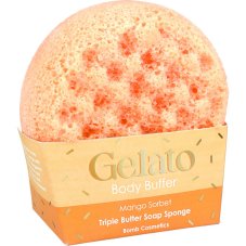 Bomb Cosmetics Body Buffer Soap Sponge Gelato body foam Mango Sorbet 200g